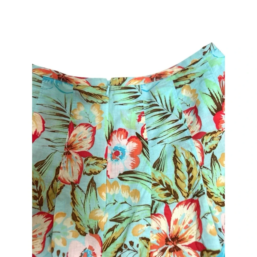 Vtg Harold's 100% Cotton Floral Pleated Knee Skirt Tropical Size 8 Aloha Summer - Picture 6 of 8